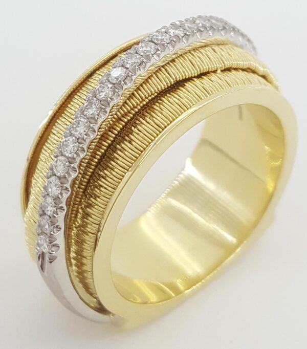 Marco Bicego Round Diamond Statement Ring 0.23 ct 18K White & Yellow Gold 13.5gr