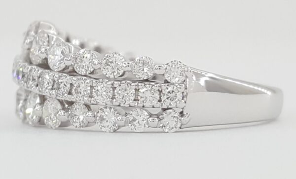 Leo Diamond Three-Row Wedding Anniv. Band 1.15 ct 14k White Gold Retail $3,699