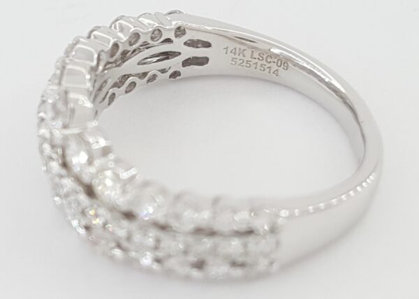 Leo Diamond Three-Row Wedding Anniv. Band 1.15 ct 14k White Gold Retail $3,699