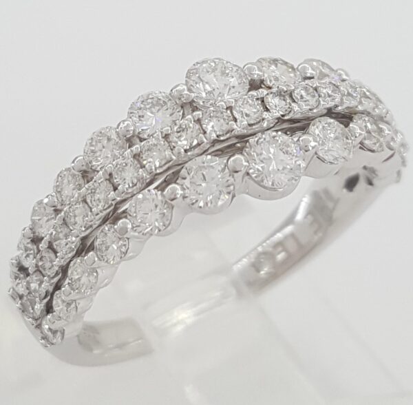 Leo Diamond Three-Row Wedding Anniv. Band 1.15 ct 14k White Gold Retail $3,699