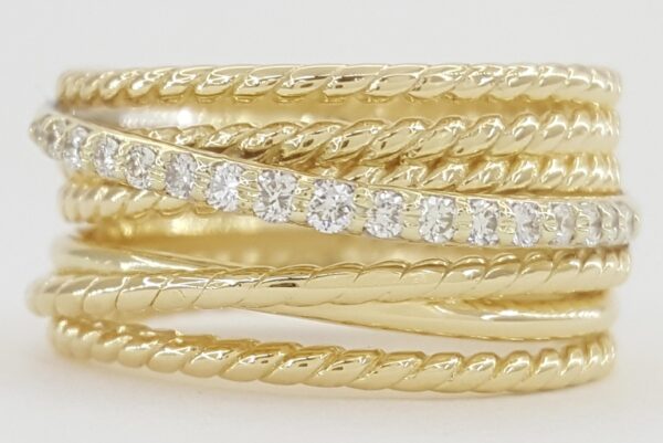 David Yurman Crossover Diamond Statement Ring 0.23 ct 18k Yellow Gold 11mm $3.4K