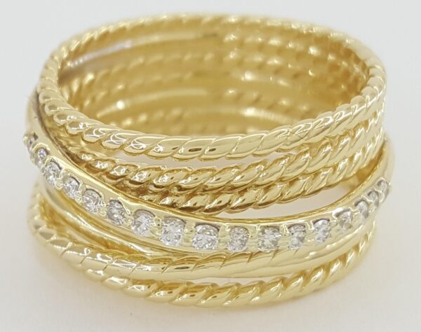 David Yurman Crossover Diamond Statement Ring 0.23 ct 18k Yellow Gold 11mm $3.4K