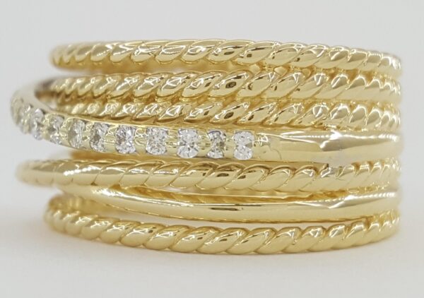 David Yurman Crossover Diamond Statement Ring 0.23 ct 18k Yellow Gold 11mm $3.4K