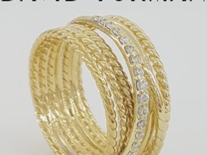 David Yurman Crossover Diamond Statement Ring 0.23 ct 18k Yellow Gold 11mm $3.4K