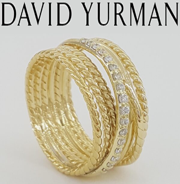 David Yurman Crossover Diamond Statement Ring 0.23 ct 18k Yellow Gold 11mm $3.4K