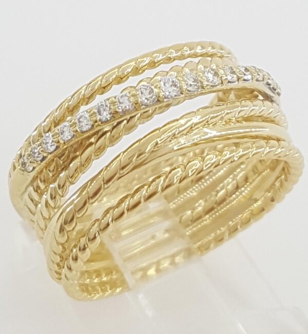 David Yurman Crossover Diamond Statement Ring 0.23 ct 18k Yellow Gold 11mm $3.4K
