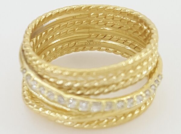 David Yurman Crossover Diamond Statement Ring 0.23 ct 18k Yellow Gold 11mm $3.4K
