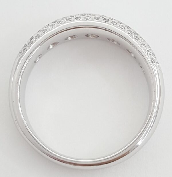 Channel Set & Pave Round Diamond Wedding Band 14k White Gold 1.42 ct 6.2 mm
