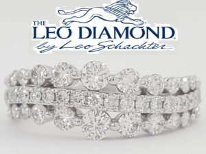 Leo Diamond Three-Row Wedding Anniv. Band 1.15 ct 14k White Gold Retail $3,699