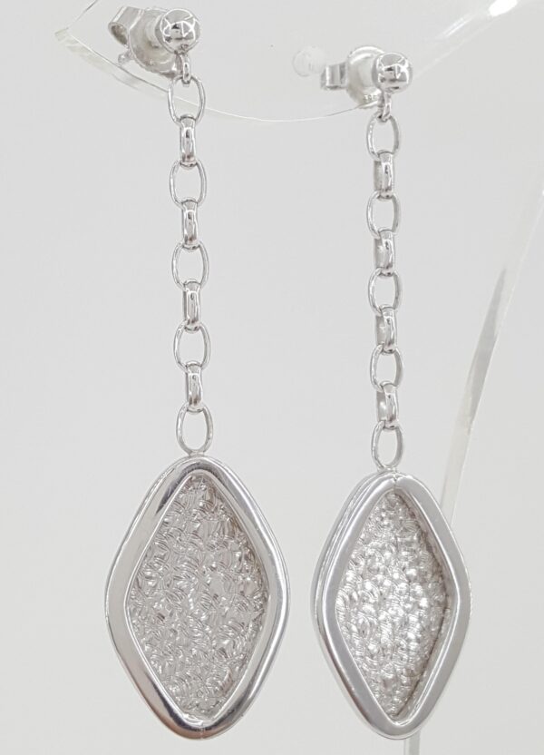 White Gold Drop Dangle Earrings Italy 14K 5 Grams 2"
