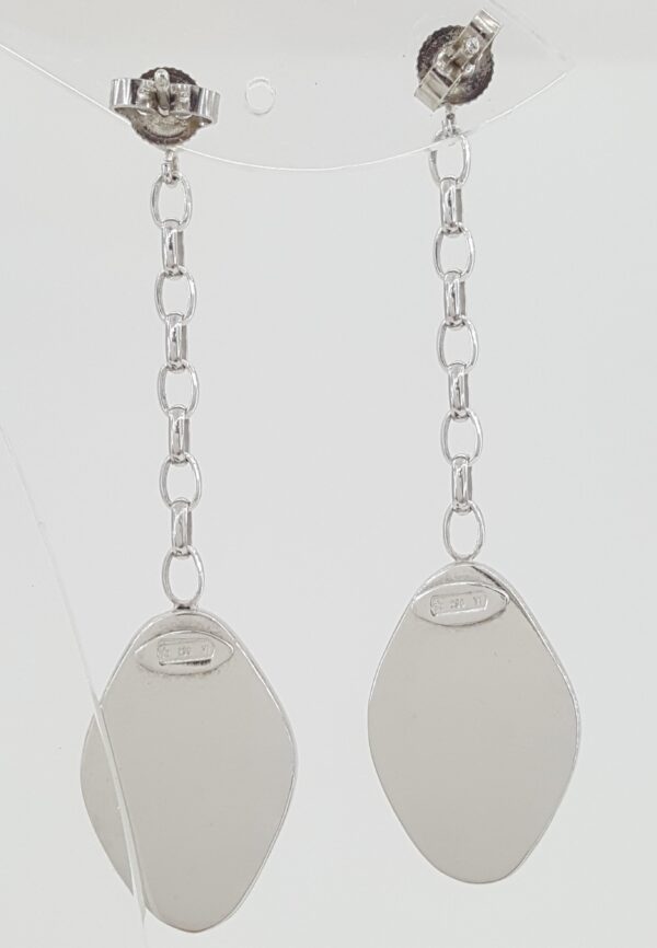 White Gold Drop Dangle Earrings Italy 14K 5 Grams 2"