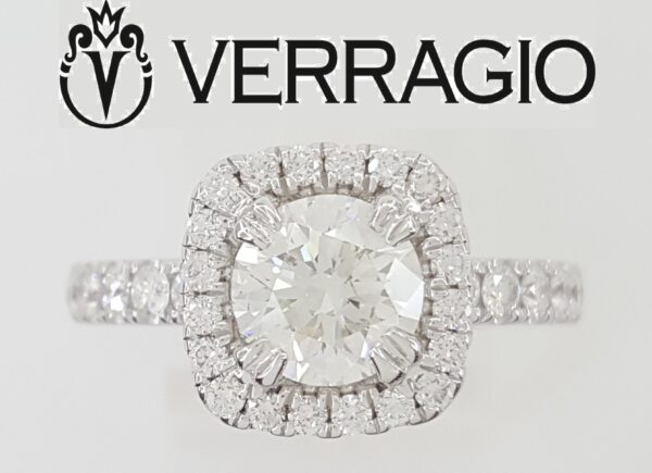 Verragio Halo Diamond Engagement Ring 2.32 ct 14K White & Rose Gold Retail $15K