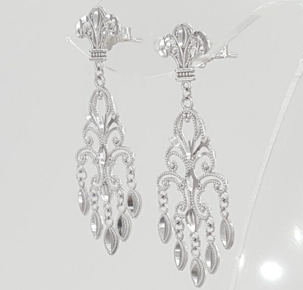White Gold Chandelier Drop Dangle Earrings 14K 2.7 Grams 1.5"