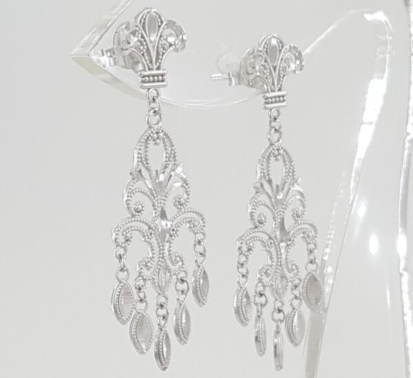 White Gold Chandelier Drop Dangle Earrings 14K 2.7 Grams 1.5"