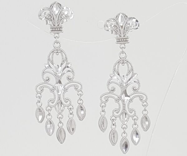 White Gold Chandelier Drop Dangle Earrings 14K 2.7 Grams 1.5"