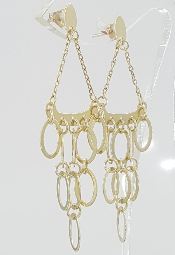 Yellow Gold Chandelier Drop Dangle Earrings 14K 3.8 Grams 2.3"