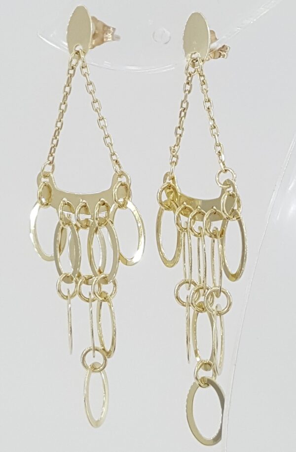 Yellow Gold Chandelier Drop Dangle Earrings 14K 3.8 Grams 2.3"