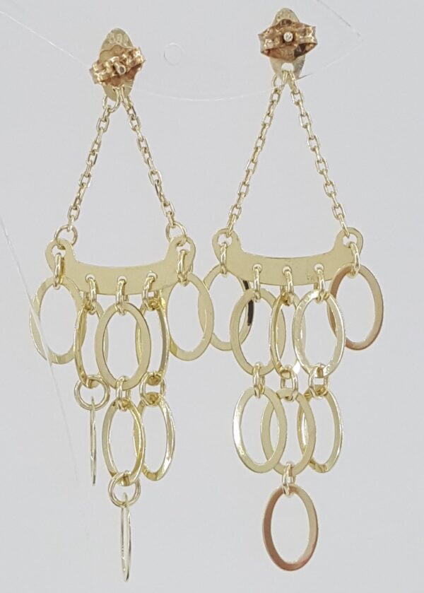 Yellow Gold Chandelier Drop Dangle Earrings 14K 3.8 Grams 2.3"