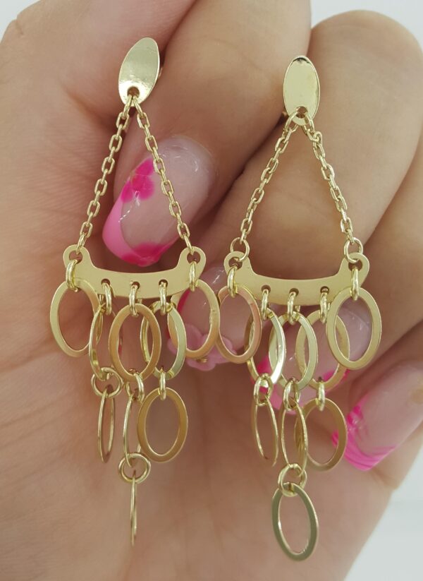Yellow Gold Chandelier Drop Dangle Earrings 14K 3.8 Grams 2.3"