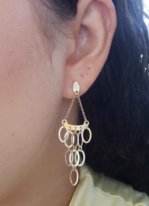 Yellow Gold Chandelier Drop Dangle Earrings 14K 3.8 Grams 2.3"