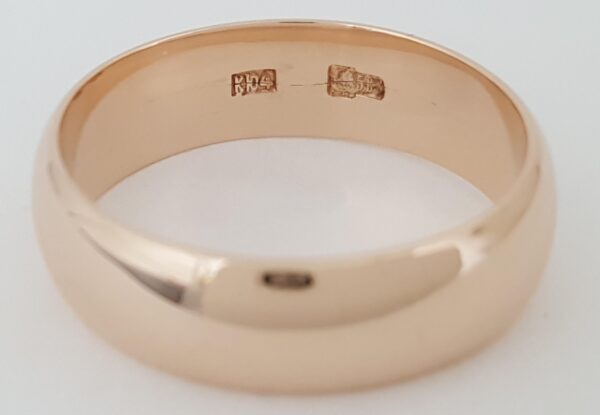 Half Dome 14K Rose Gold Wedding Band Ring Eastern European 5.7 mm Size 7.5