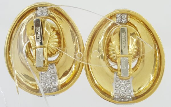 Vintage David Webb Pearl & Diamond Clip-On Earrings 2.5 ct 18K & Plat
