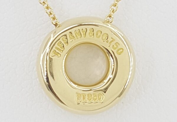 Tiffany & Co Etoile 18K Yellow Gold Diamond Circle Pendant Necklace 12.8mm 16"