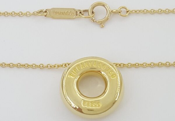 Tiffany & Co Etoile 18K Yellow Gold Diamond Circle Pendant Necklace 12.8mm 16"