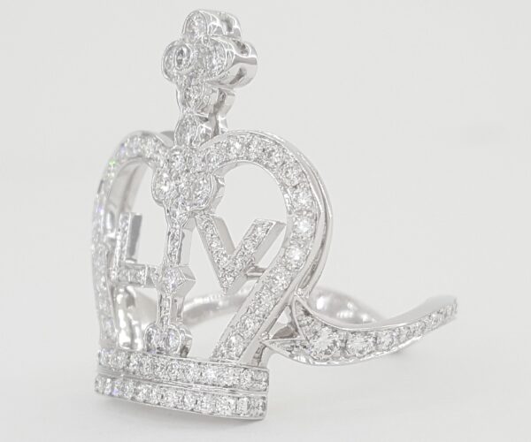Louis Vuitton Diamond Blason Crown Ring 1.2 ct 18k White Gold
