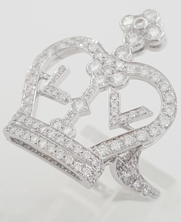 Louis Vuitton Diamond Blason Crown Ring 1.2 ct 18k White Gold