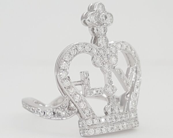Louis Vuitton Diamond Blason Crown Ring 1.2 ct 18k White Gold