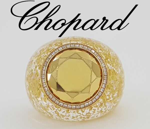 Chopard Golden Dreams Diamond Statement Ring 18k Yellow Gold 0.18 ct 22 mm