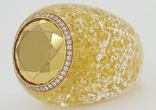Chopard Golden Dreams Diamond Statement Ring 18k Yellow Gold 0.18 ct 22 mm