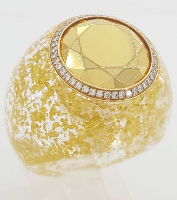 Chopard Golden Dreams Diamond Statement Ring 18k Yellow Gold 0.18 ct 22 mm