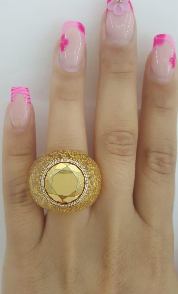 Chopard Golden Dreams Diamond Statement Ring 18k Yellow Gold 0.18 ct 22 mm