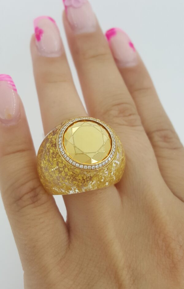 Chopard Golden Dreams Diamond Statement Ring 18k Yellow Gold 0.18 ct 22 mm
