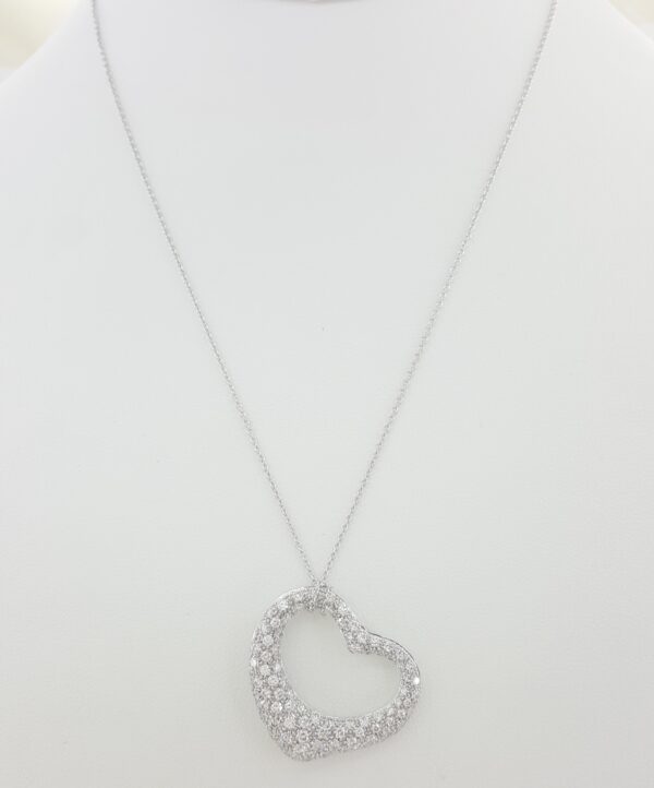 Tiffany & Co Elsa Peretti Diamond Open Heart Necklace 27 mm 2 ct Plat Rtl $29K