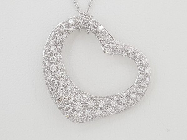 Tiffany & Co Elsa Peretti Diamond Open Heart Necklace 27 mm 2 ct Plat Rtl $29K