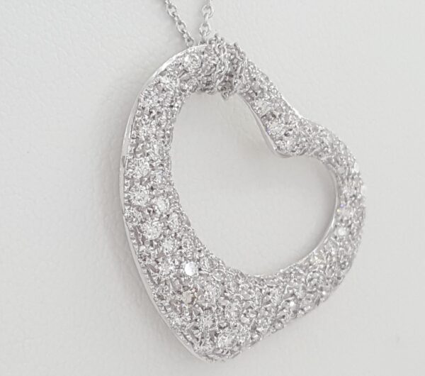 Tiffany & Co Elsa Peretti Diamond Open Heart Necklace 27 mm 2 ct Plat Rtl $29K