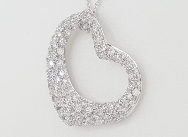 Tiffany & Co Elsa Peretti Diamond Open Heart Necklace 27 mm 2 ct Plat Rtl $29K