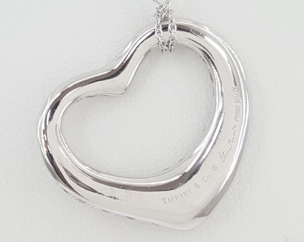 Tiffany & Co Elsa Peretti Diamond Open Heart Necklace 27 mm 2 ct Plat Rtl $29K