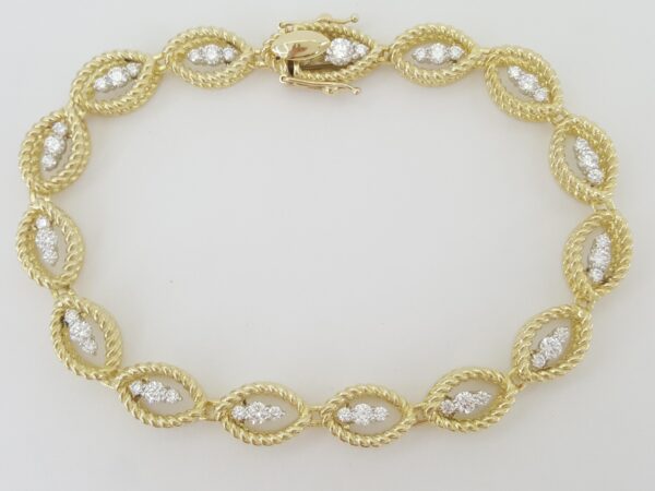 Roberto Coin Barocco Diamond Bracelet 1.26 ct 18k Yellow & White Gold 7"
