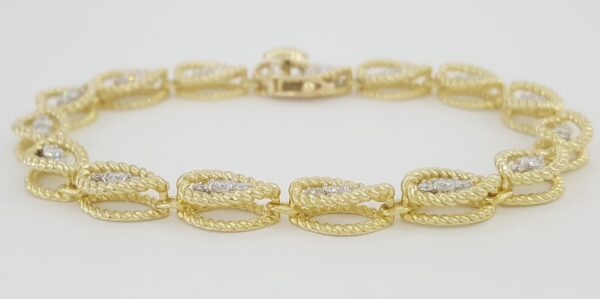 Roberto Coin Barocco Diamond Bracelet 1.26 ct 18k Yellow & White Gold 7"