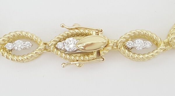 Roberto Coin Barocco Diamond Bracelet 1.26 ct 18k Yellow & White Gold 7"