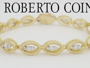 Roberto Coin Barocco Diamond Bracelet 1.26 ct 18k Yellow & White Gold 7"