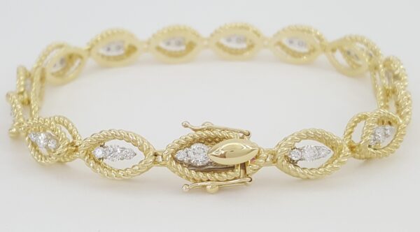 Roberto Coin Barocco Diamond Bracelet 1.26 ct 18k Yellow & White Gold 7"