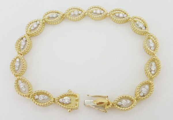 Roberto Coin Barocco Diamond Bracelet 1.26 ct 18k Yellow & White Gold 7"