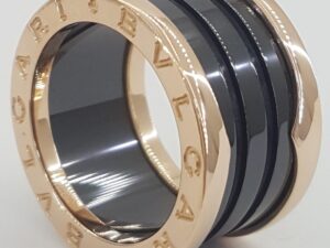 Bvlgari Bulgari B.Zero1 Black Ceramic 18k Rose Gold Four-Band Ring $2,170