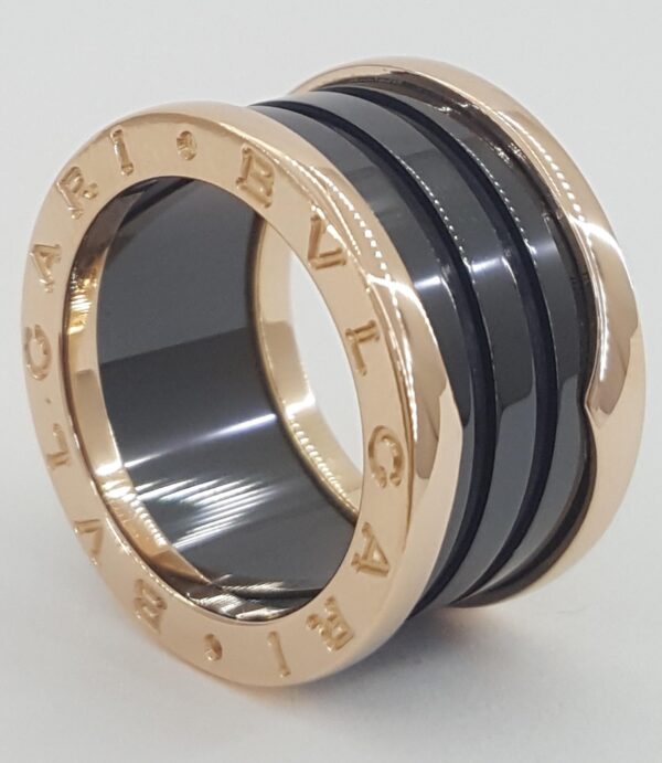 Bvlgari Bulgari B.Zero1 Black Ceramic 18k Rose Gold Four-Band Ring $2,170