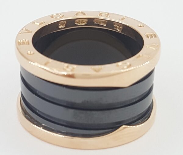 Bvlgari Bulgari B.Zero1 Black Ceramic 18k Rose Gold Four-Band Ring $2,170